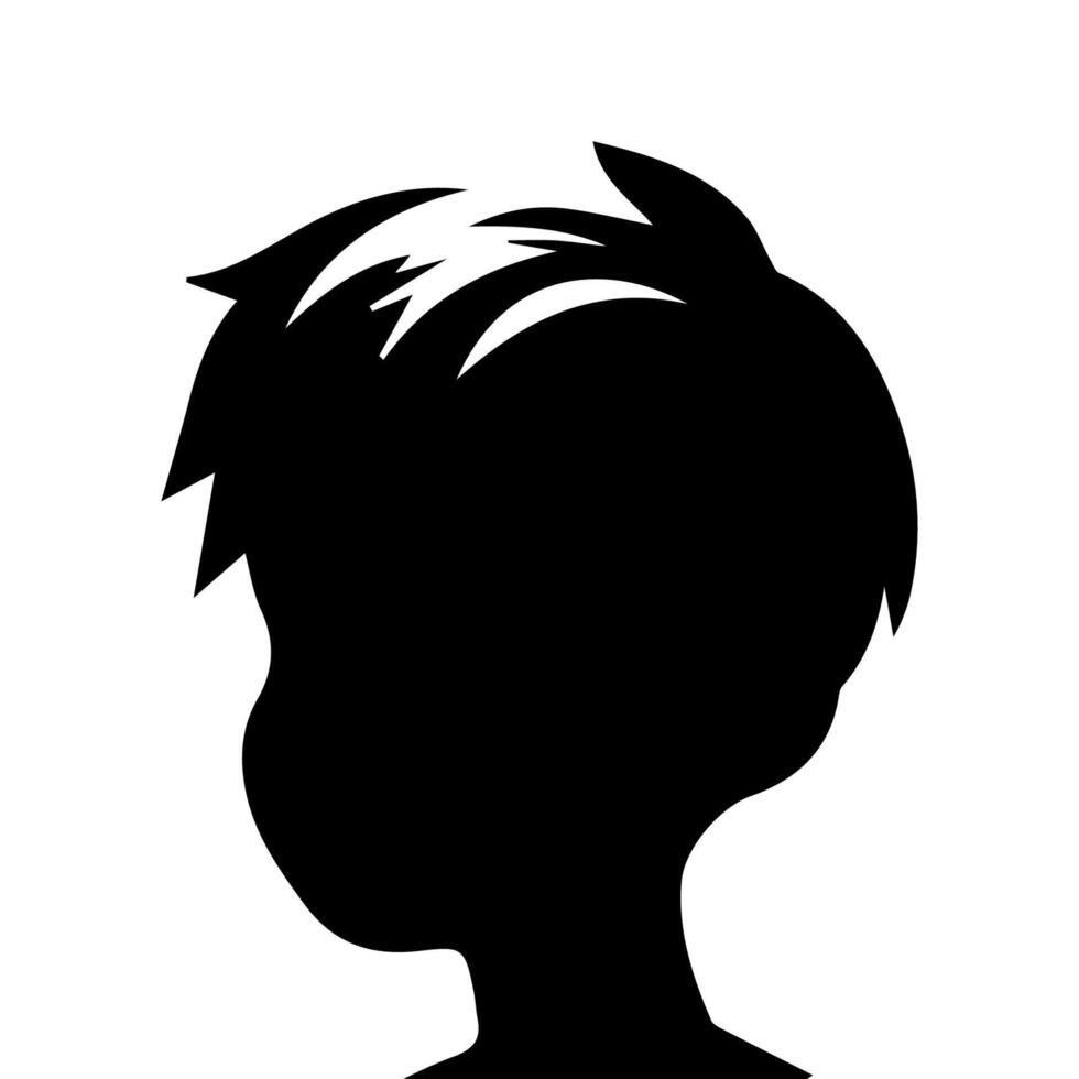 Silhouette of a boy. The side of the child's head. vector