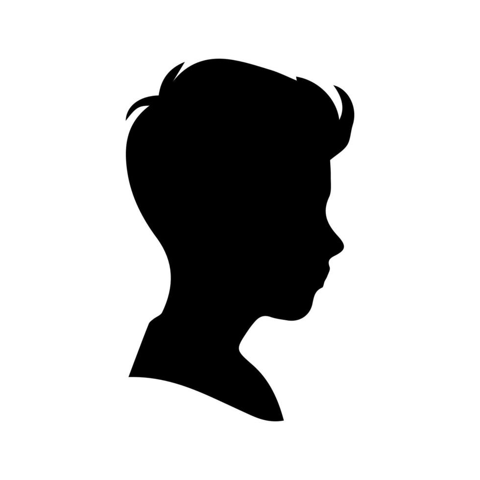 Silhouette of a boy. The side of the child's head. vector