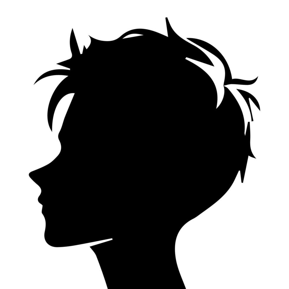 Silhouette of a boy. The side of the child's head. vector