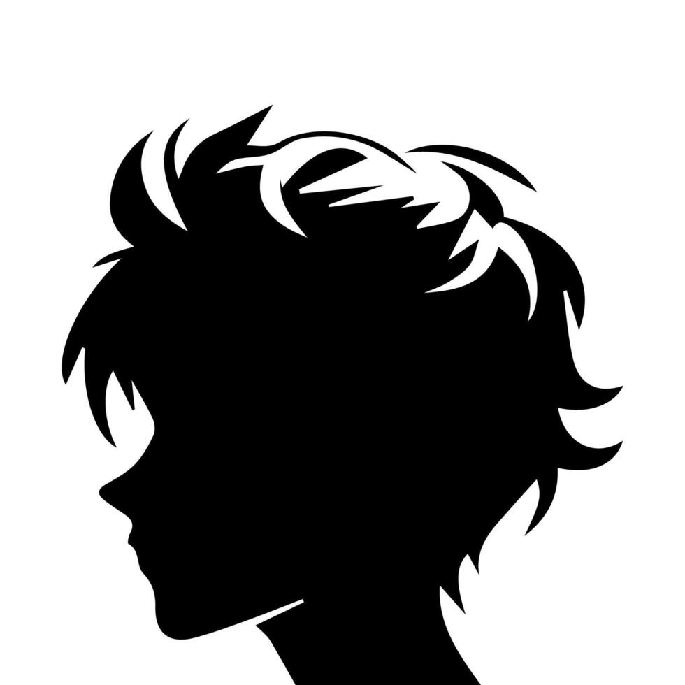 Silhouette of a boy. The side of the child's head. vector