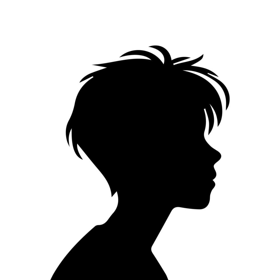 Silhouette of a boy. The side of the child's head. vector