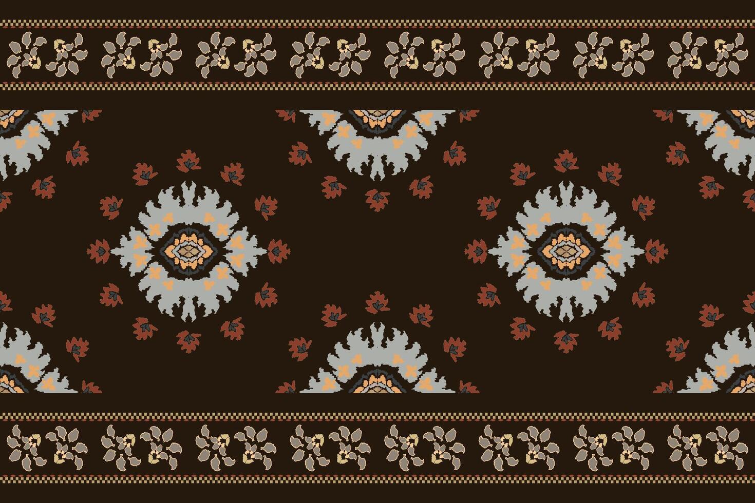 Ikat tribal Indian seamless pattern. Ethnic Aztec fabric carpet mandala ornament native boho chevron textile.Geometric African American oriental traditional illustrations. Embroidery style. vector