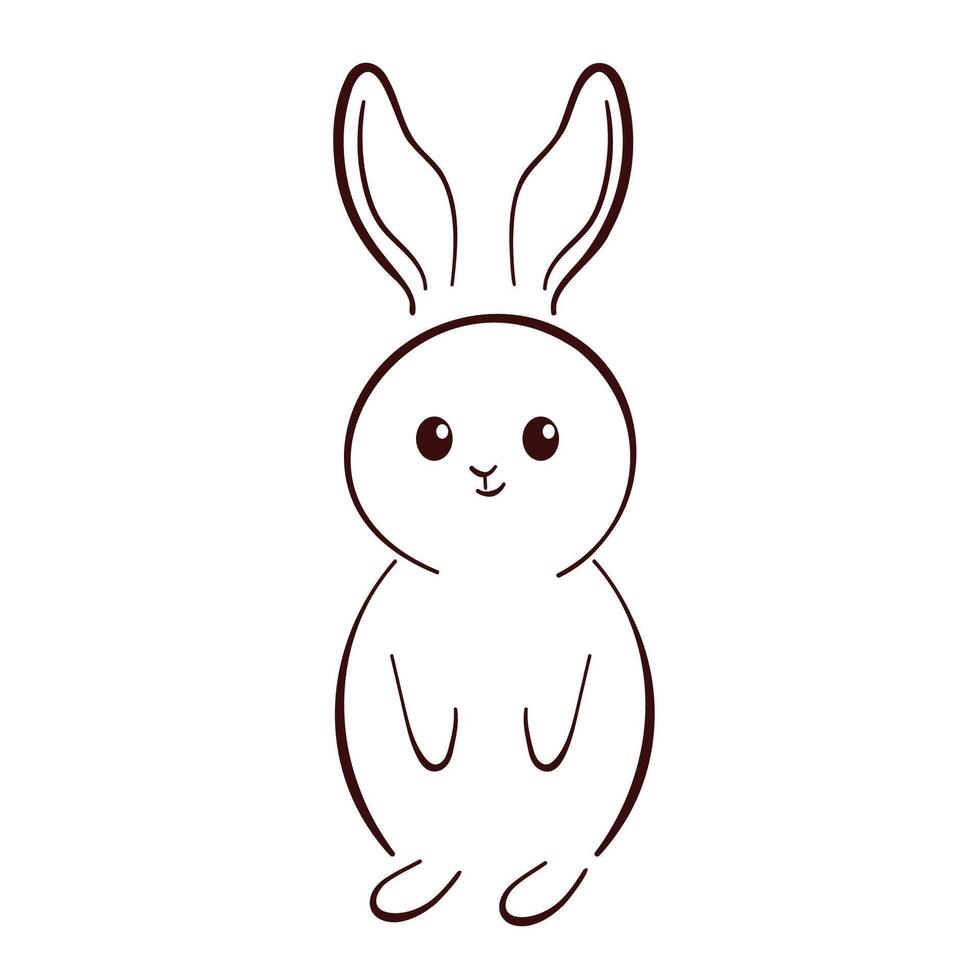 Line art style cute bunny icon. Hand drawn rabbit for children design. illustration isolated on a white background. vector