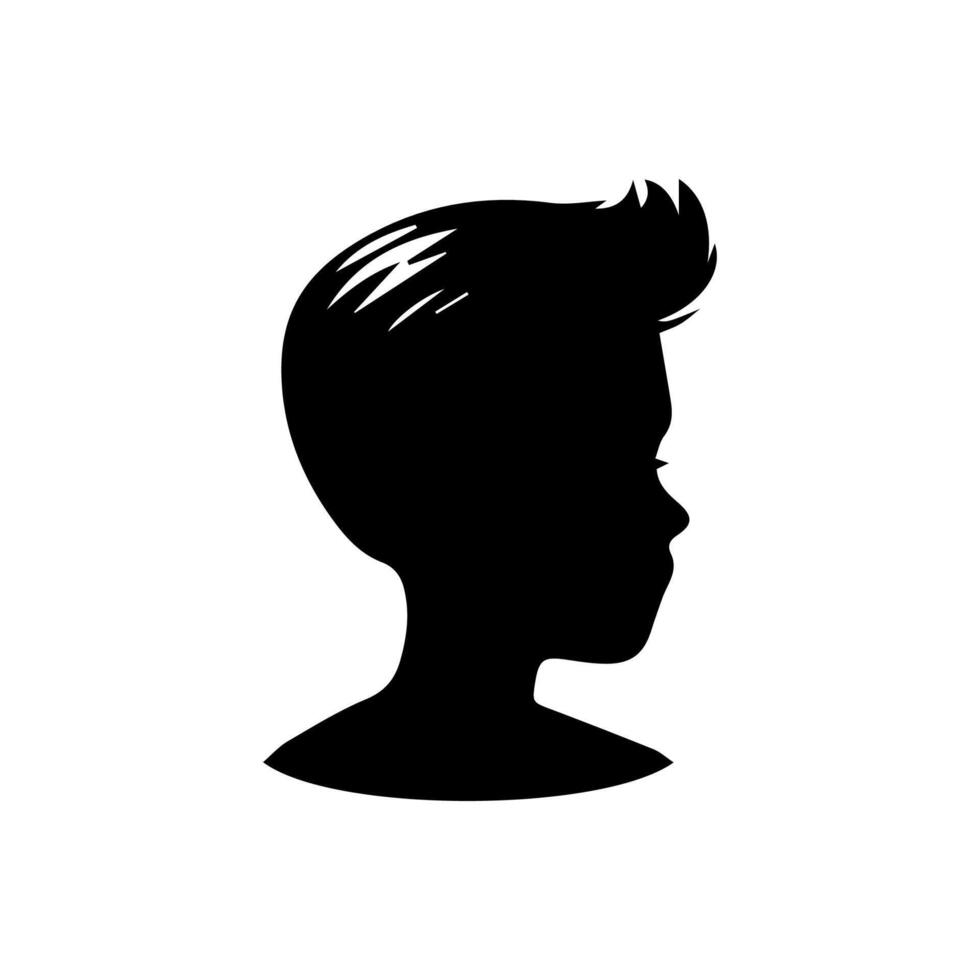 Silhouette of a boy. The side of the child's head. vector