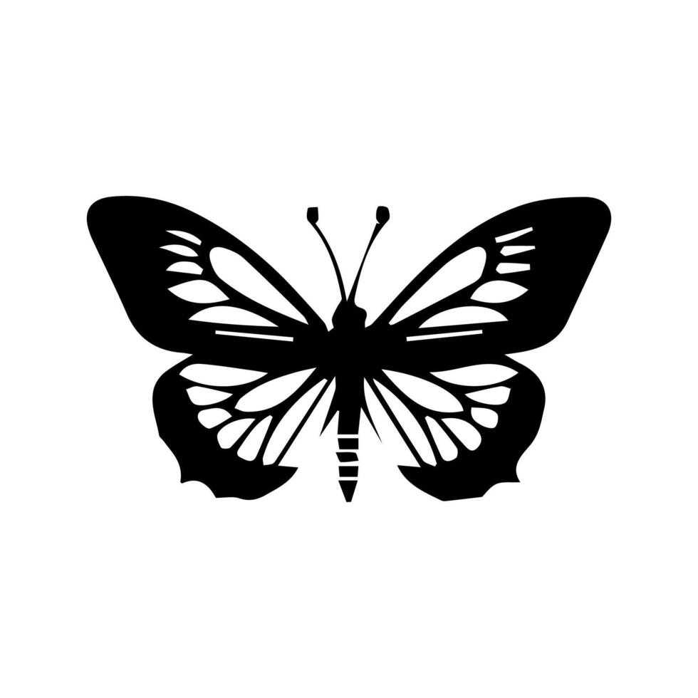 Butterfly silhouettes. Cute spring insects with openwork wings, flying butterfly. Winged insect, various detail beautiful moth decorative wildlife elements. vector