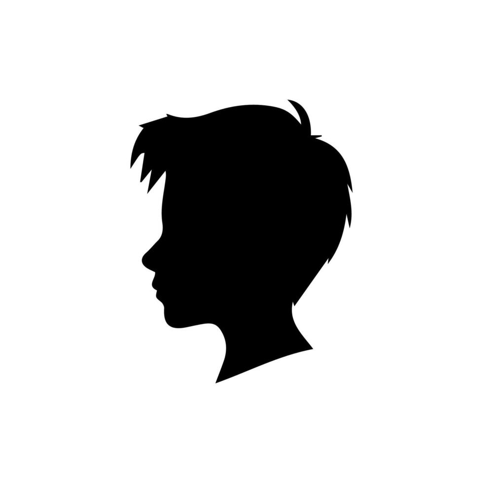 Silhouette of a boy. The side of the child's head. vector