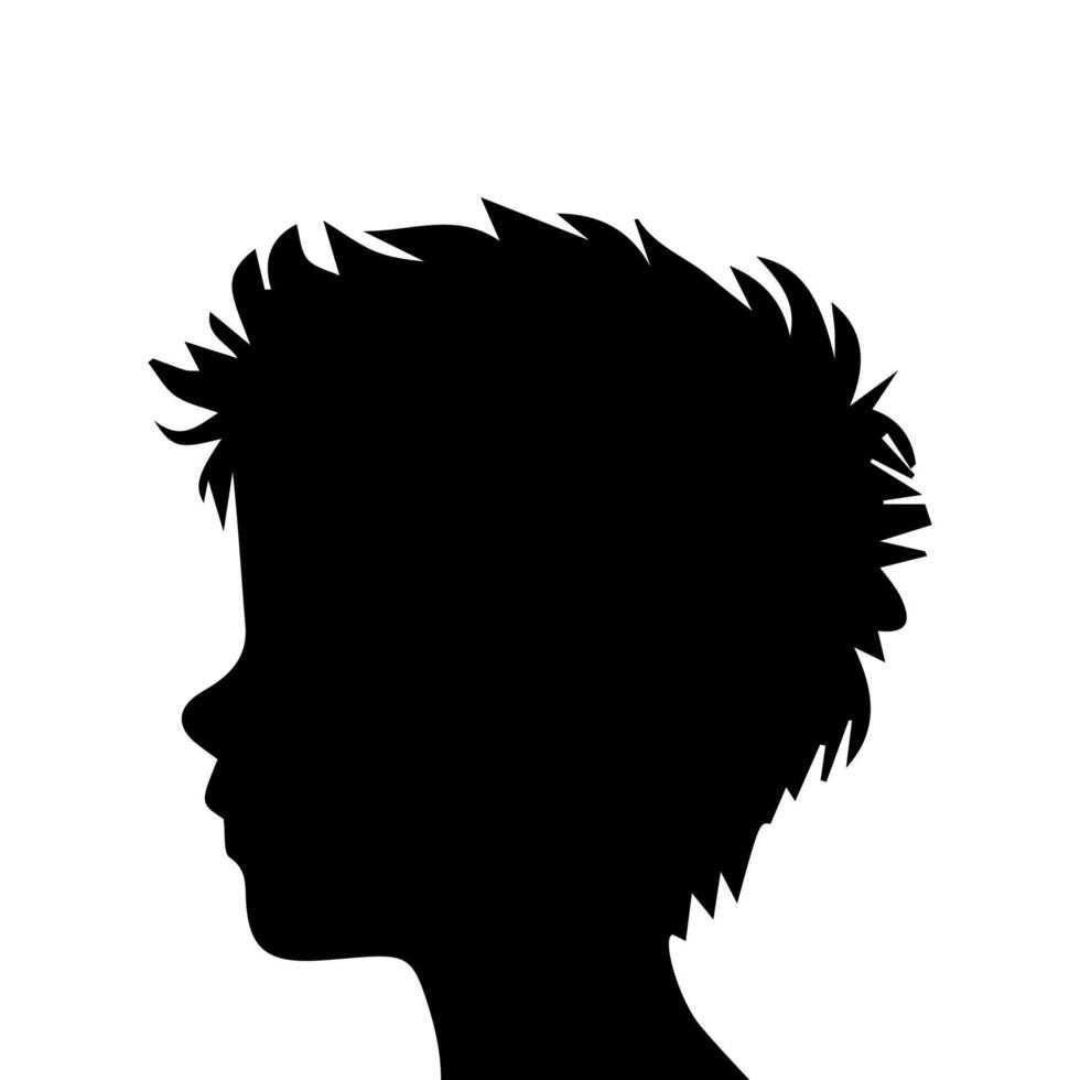 Silhouette of a boy. The side of the child's head. vector