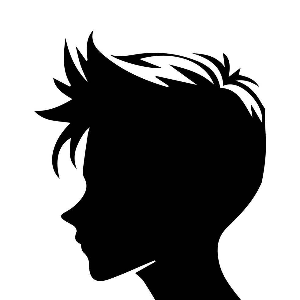 Silhouette of a boy. The side of the child's head. vector