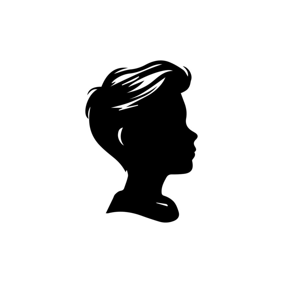 Silhouette of a boy. The side of the child's head. vector