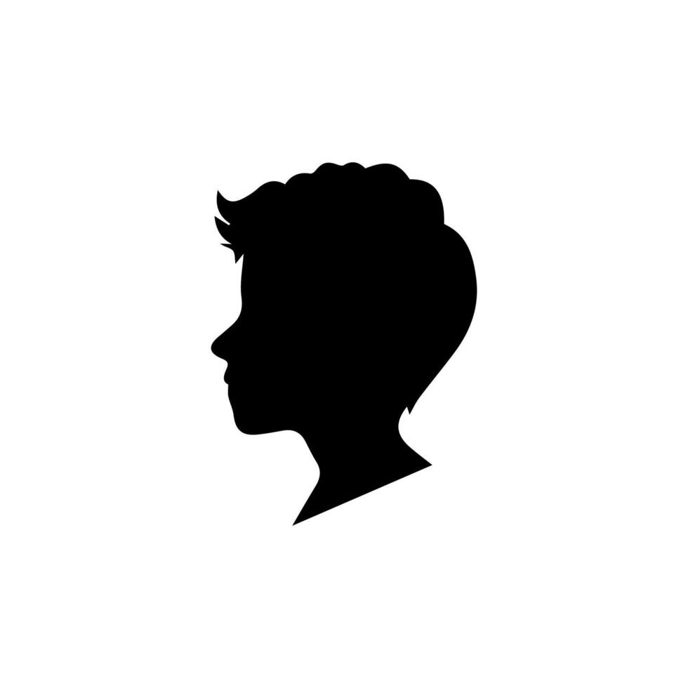 Silhouette of a boy. The side of the child's head. vector