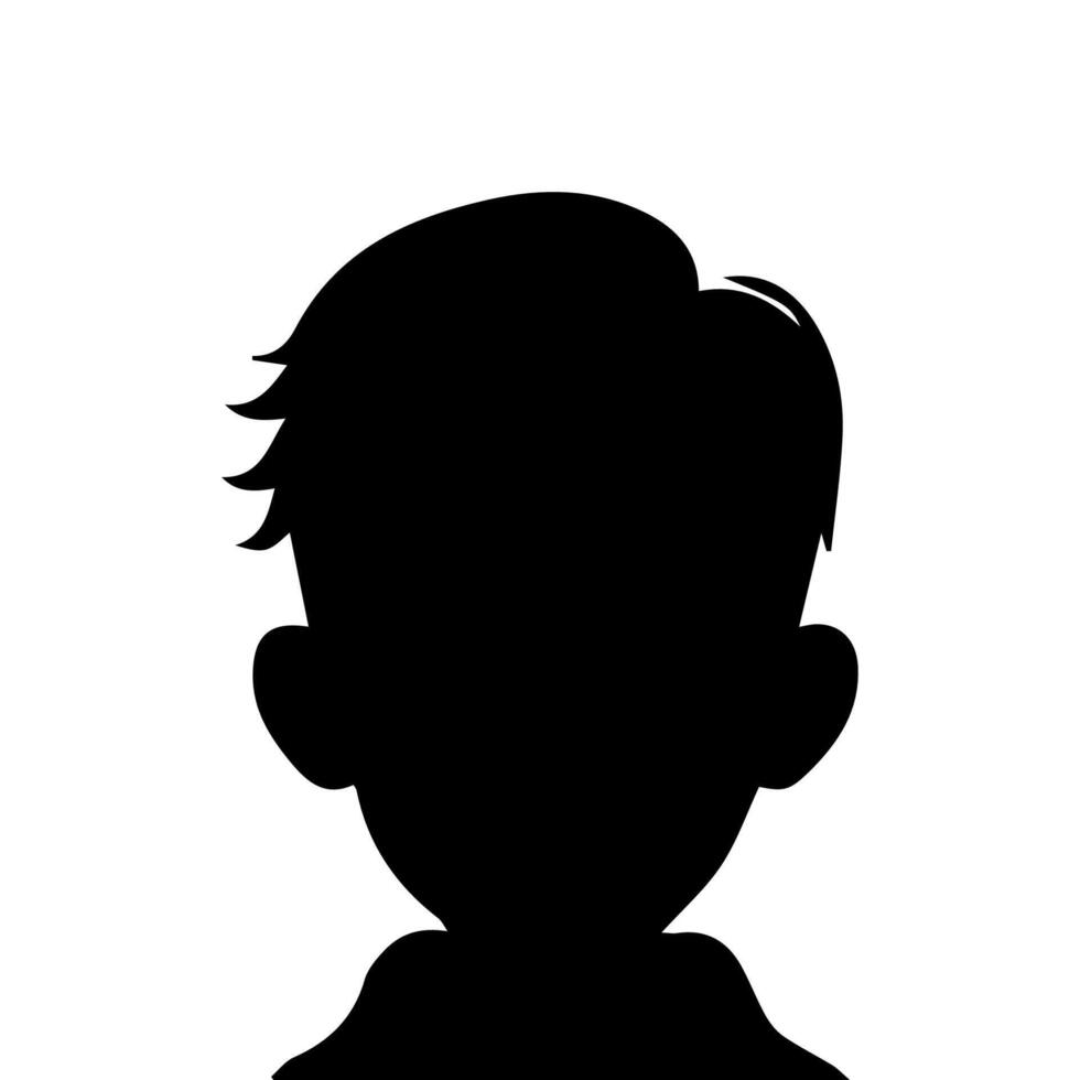 Silhouette of a boy. The side of the child's head. vector