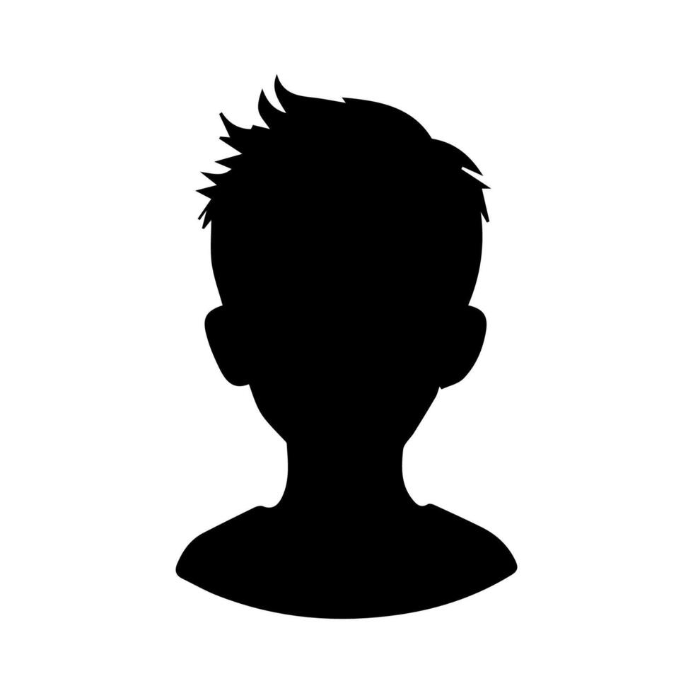 Silhouette of a boy. The side of the child's head. vector
