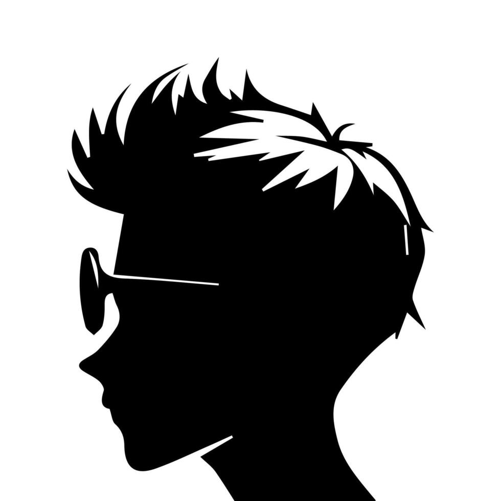 Silhouette of a boy. The side of the child's head. vector