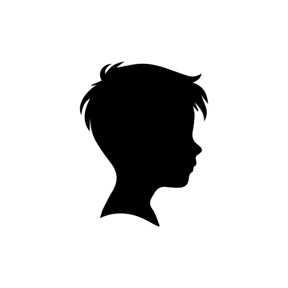 Silhouette of a boy. The side of the child's head. vector