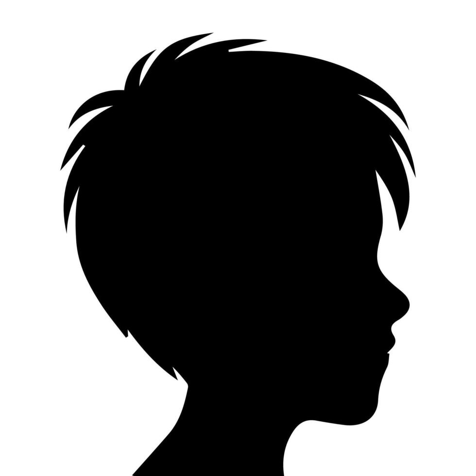 Silhouette of a boy. The side of the child's head. vector