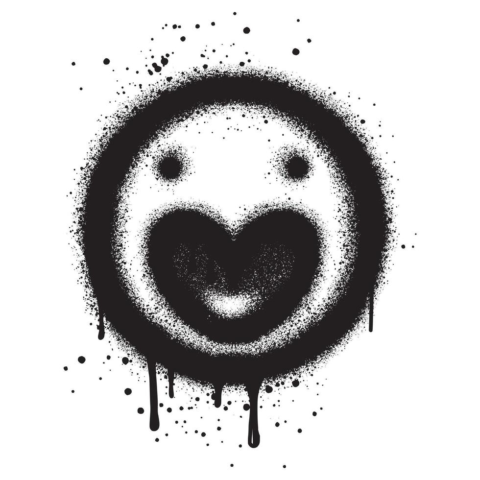 Spray Painted Graffiti smiling face emoticon. vector