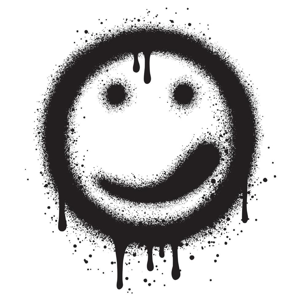 Spray Painted Graffiti smiling face emoticon. vector