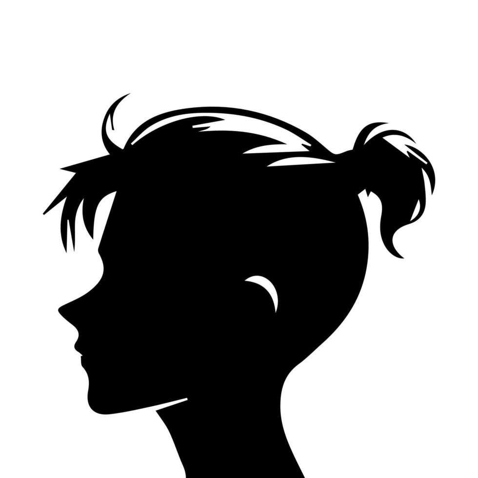 Silhouette of a boy. The side of the child's head. vector