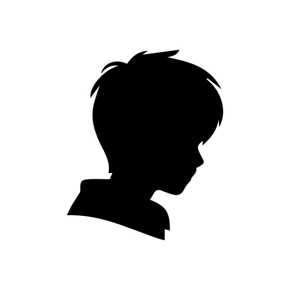 Silhouette of a boy. The side of the child's head. vector