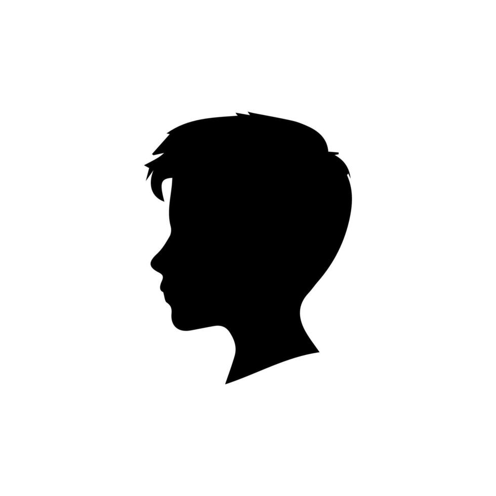 Silhouette of a boy. The side of the child's head. vector
