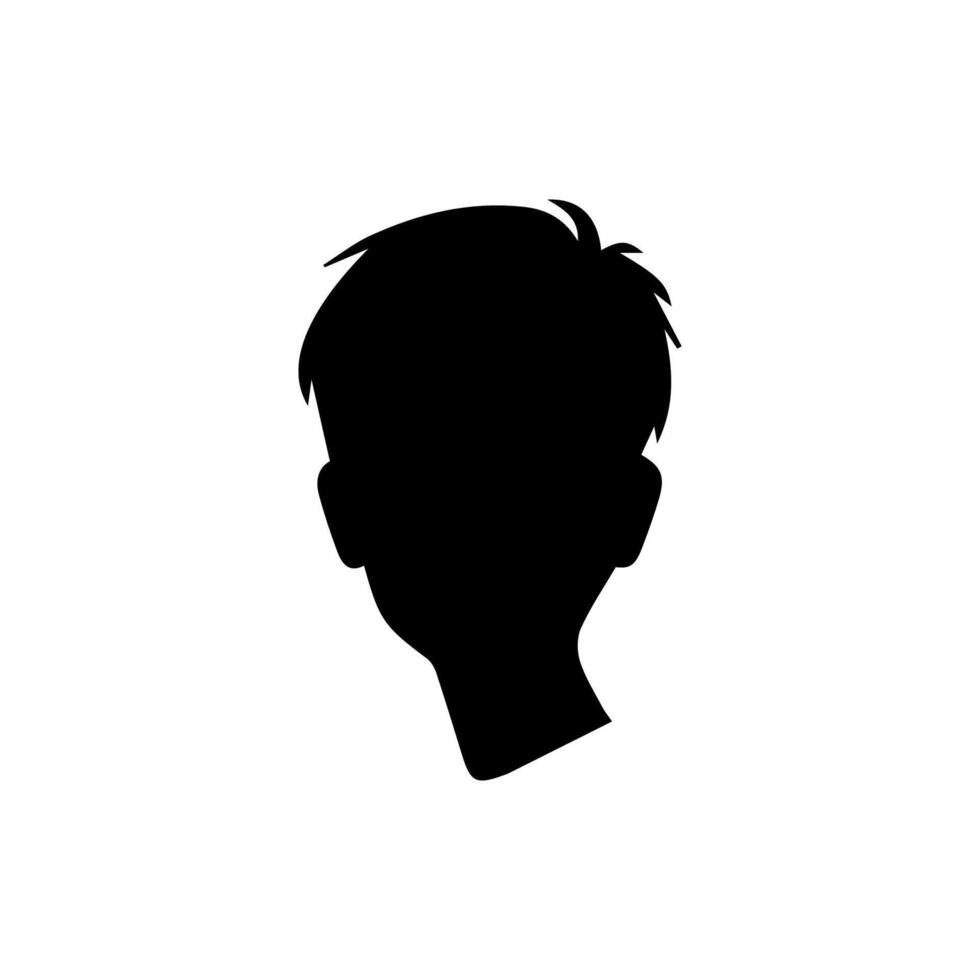 Silhouette of a boy. The side of the child's head. vector
