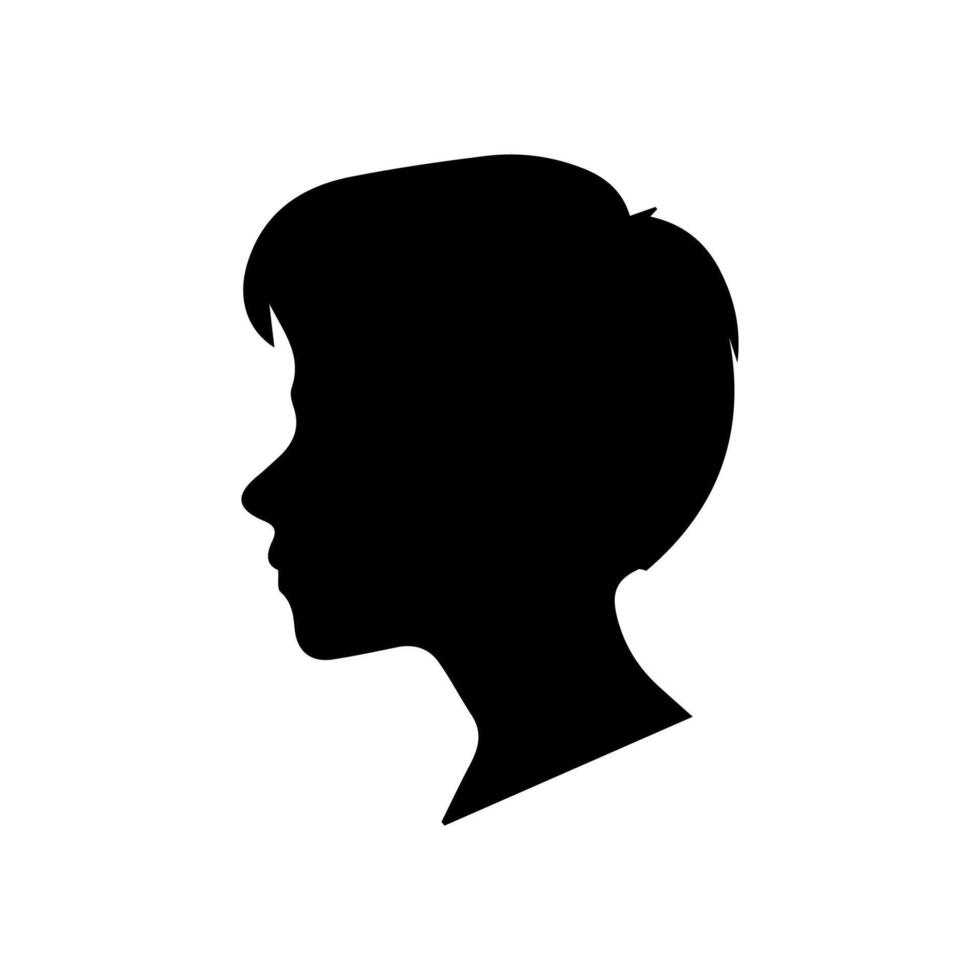 Silhouette of a boy. The side of the child's head. vector