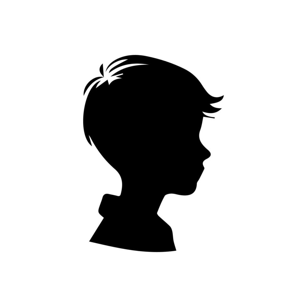 Silhouette of a boy. The side of the child's head. vector