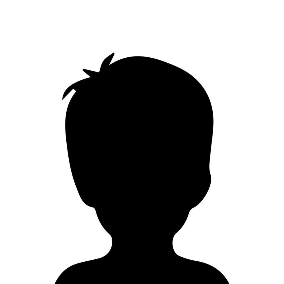 Silhouette of a boy. The side of the child's head. vector