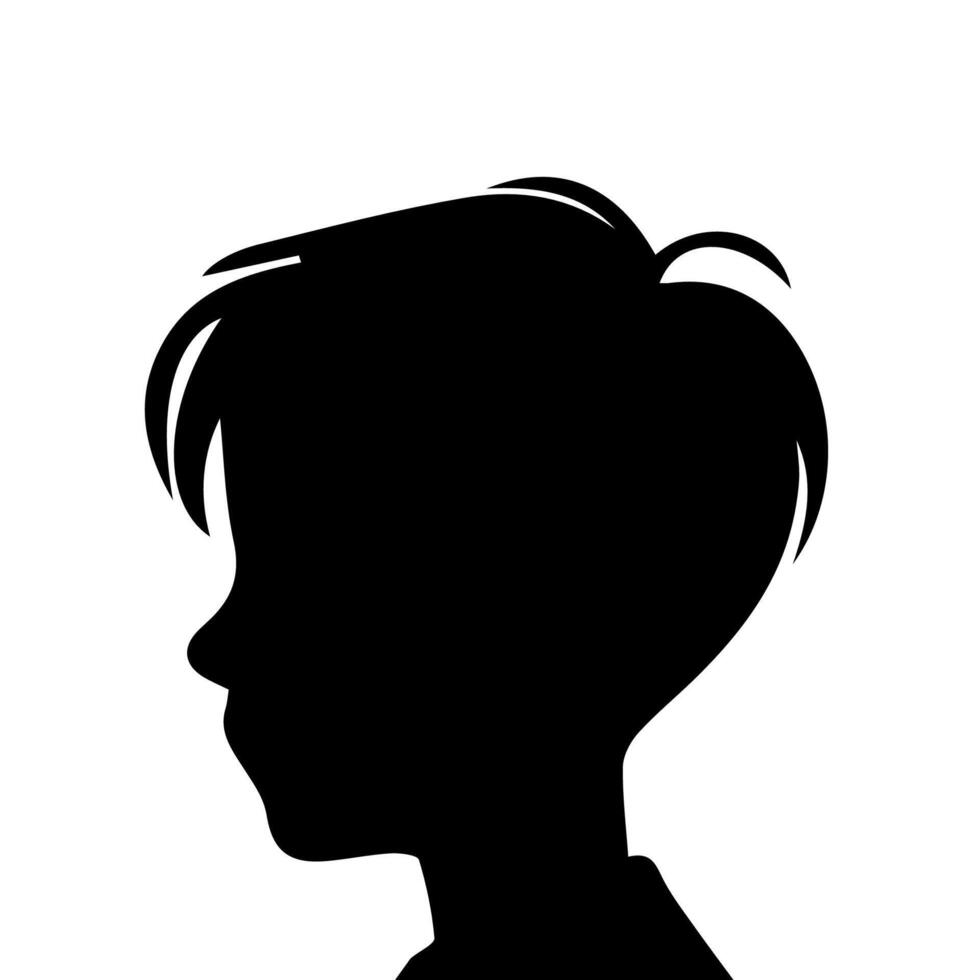 Silhouette of a boy. The side of the child's head. vector