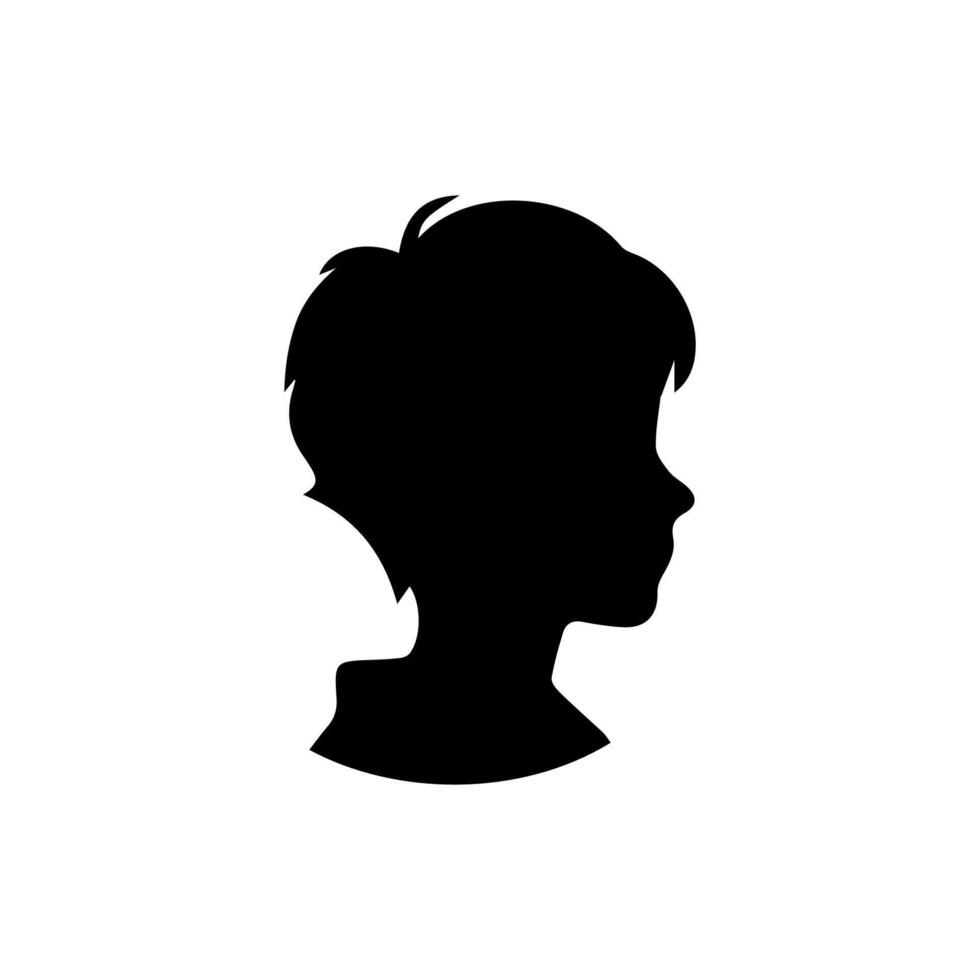 Silhouette of a boy. The side of the child's head. vector