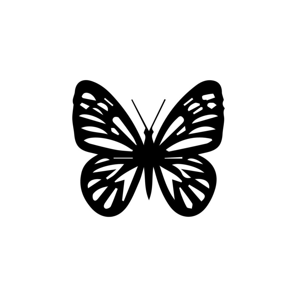 Butterfly silhouettes. Cute spring insects with openwork wings, flying butterfly. Winged insect, various detail beautiful moth decorative wildlife elements. vector