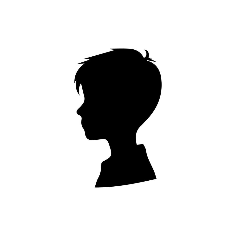 Silhouette of a boy. The side of the child's head. vector