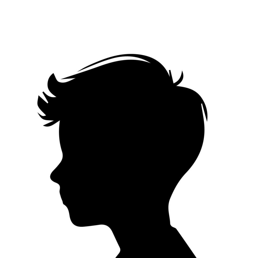 Silhouette of a boy. The side of the child's head. vector