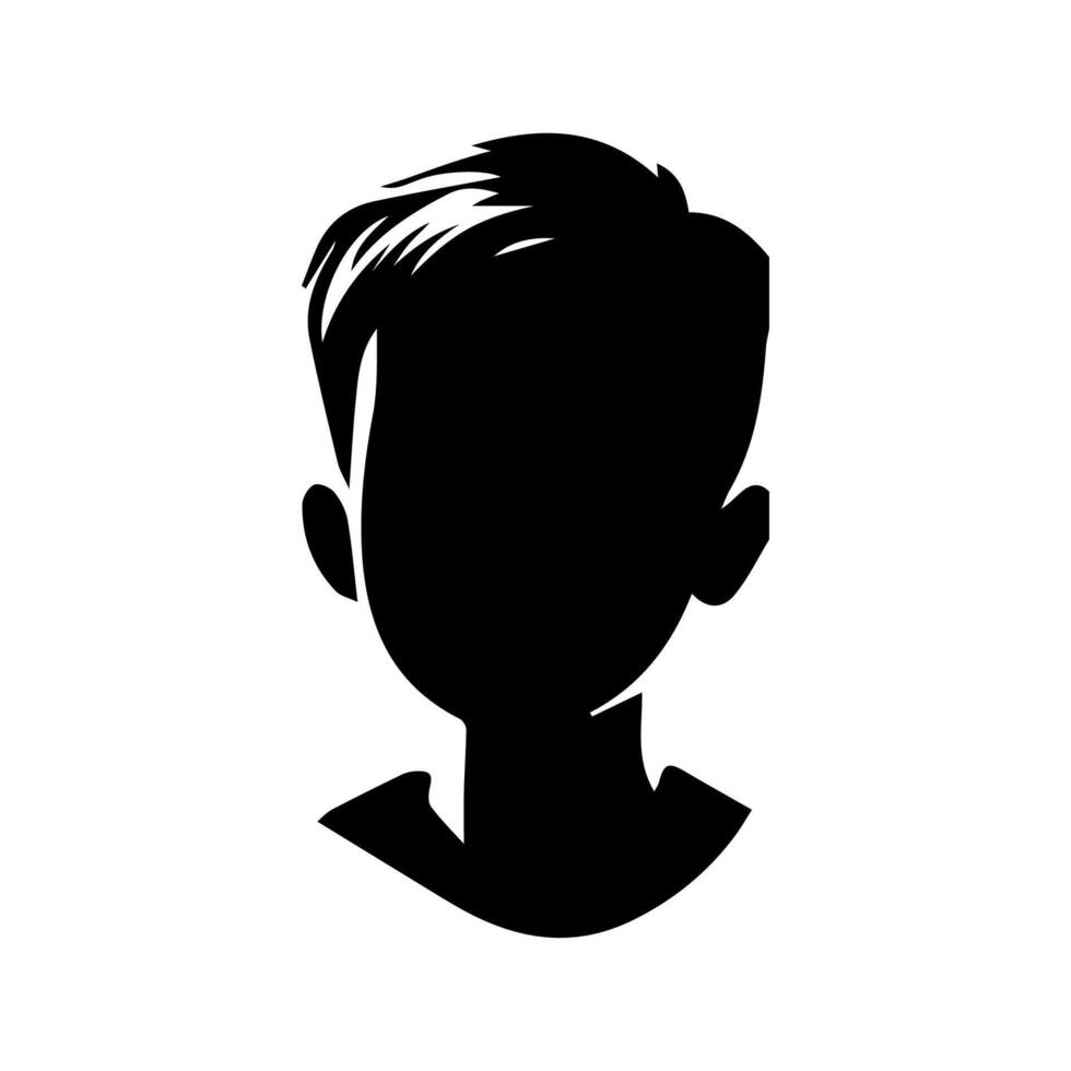 Silhouette of a boy. The side of the child's head. vector