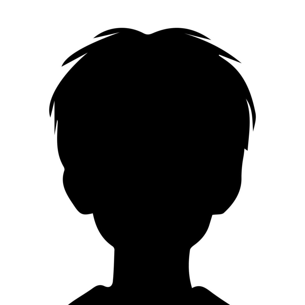 Silhouette of a boy. The side of the child's head. vector