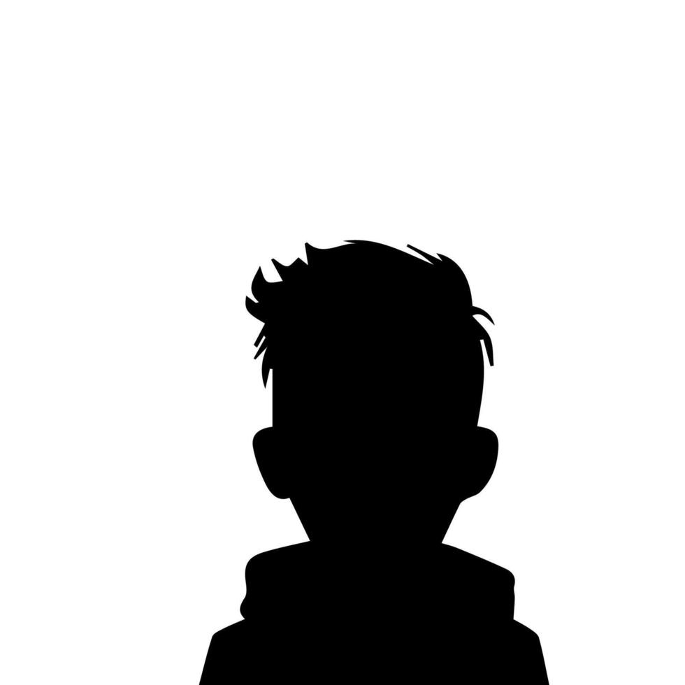 Silhouette of a boy. The side of the child's head. vector