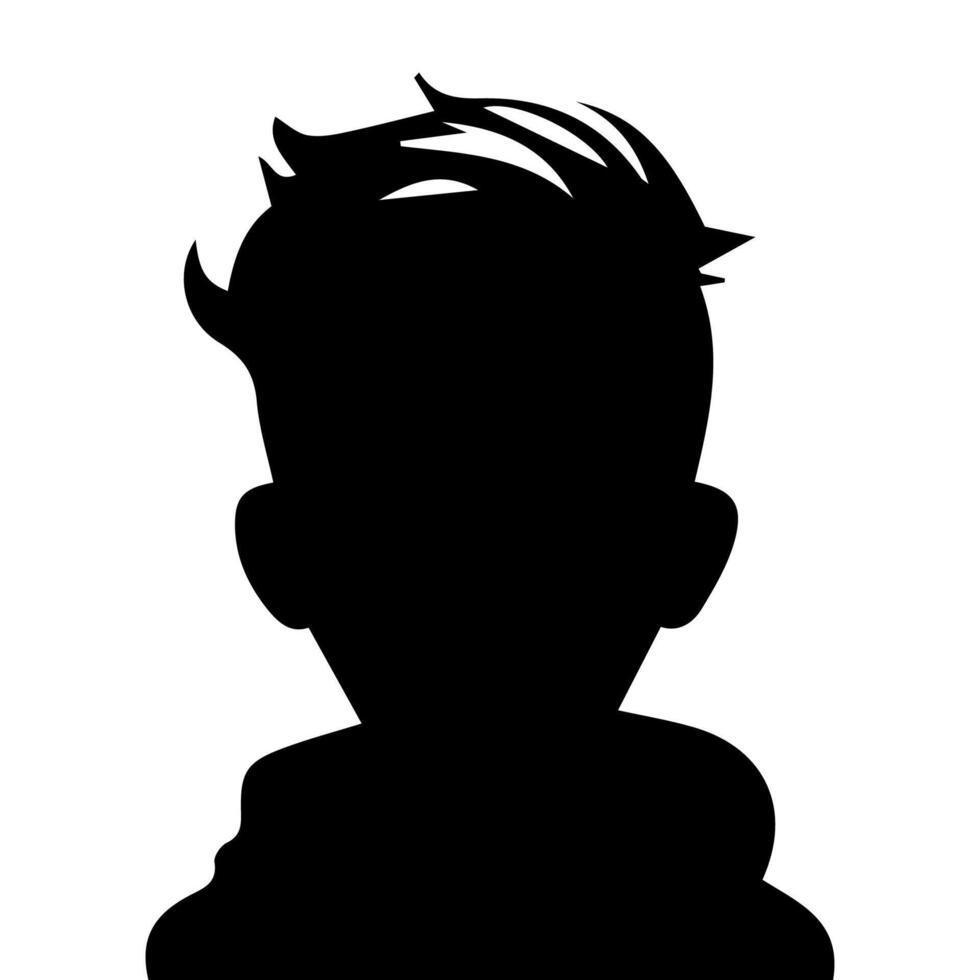 Silhouette of a boy. The side of the child's head. vector