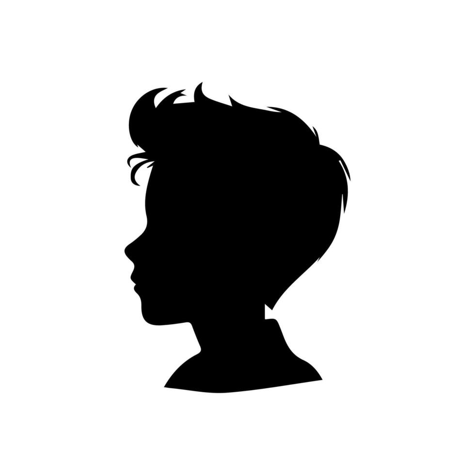 Silhouette of a boy. The side of the child's head. vector
