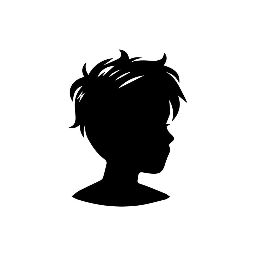 Silhouette of a boy. The side of the child's head. vector