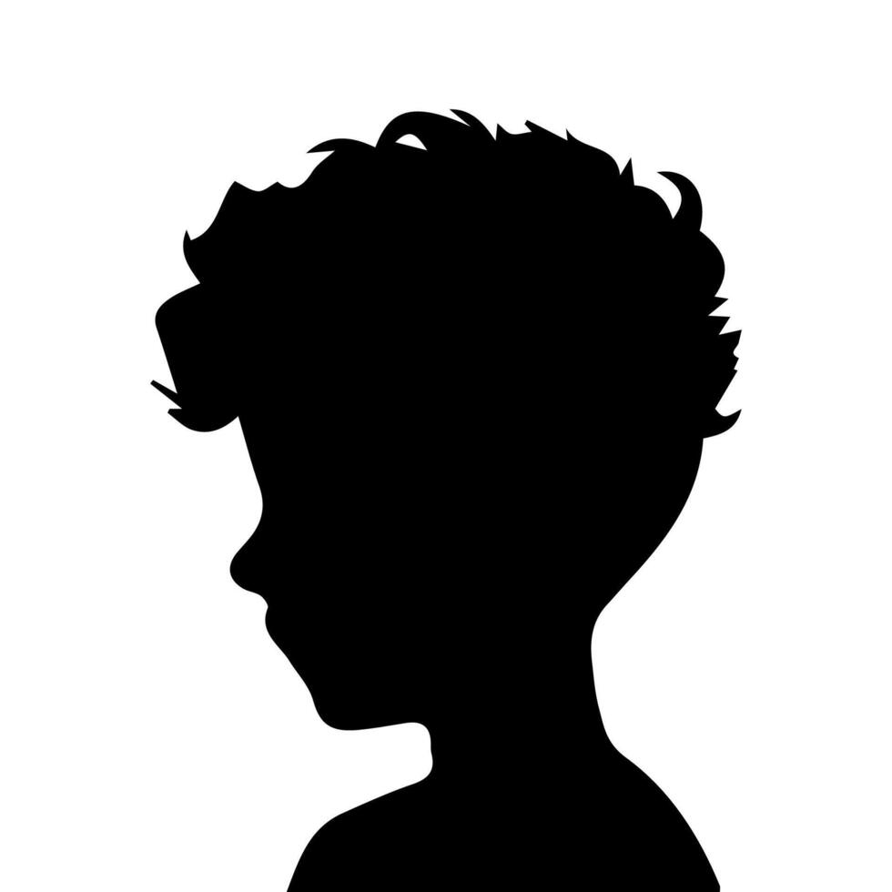 Silhouette of a boy. The side of the child's head. vector