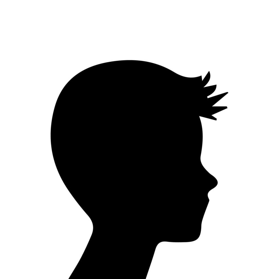 Silhouette of a boy. The side of the child's head. vector