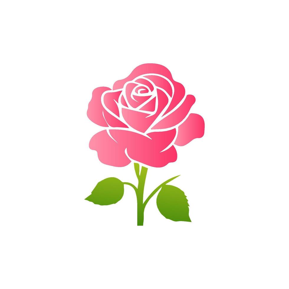 Pink rose flowers, floral decorated with gorgeous multicolored blooming flowers and leaves border. Spring botanical flat illustration on white background vector