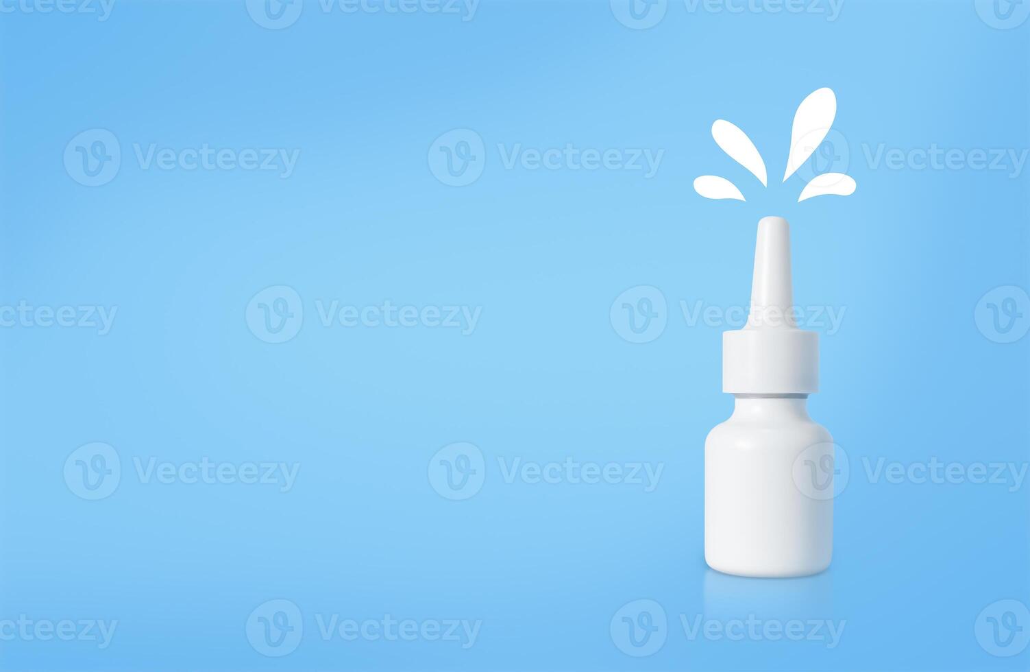 Nasal Spray bottle on blue background with copy space. photo