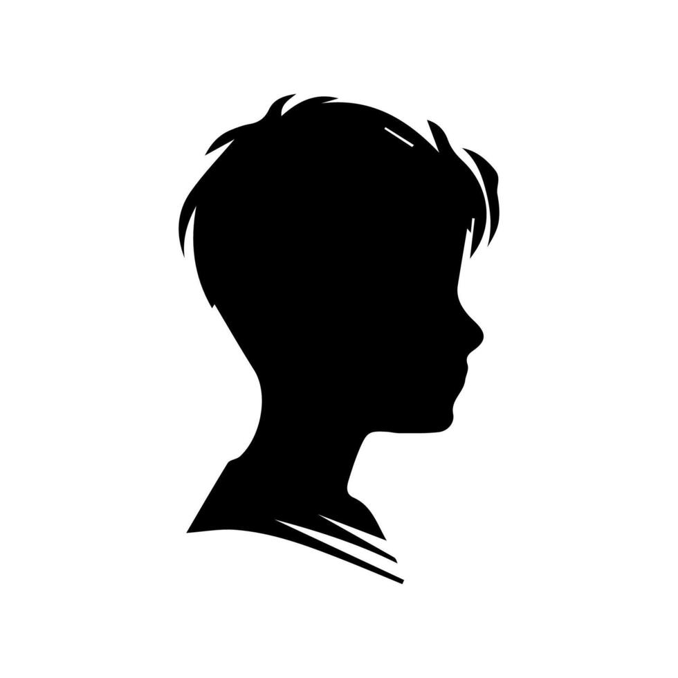 Silhouette of a boy. The side of the child's head. vector