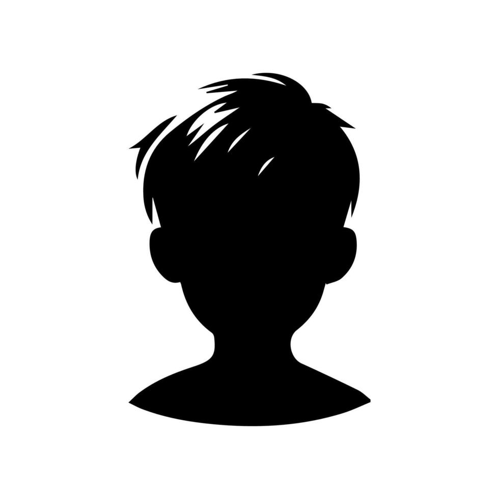 Silhouette of a boy. The side of the child's head. vector