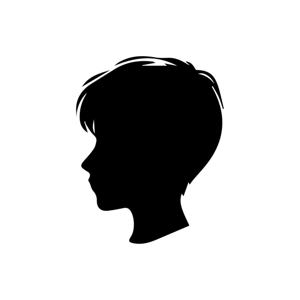 Silhouette of a boy. The side of the child's head. vector