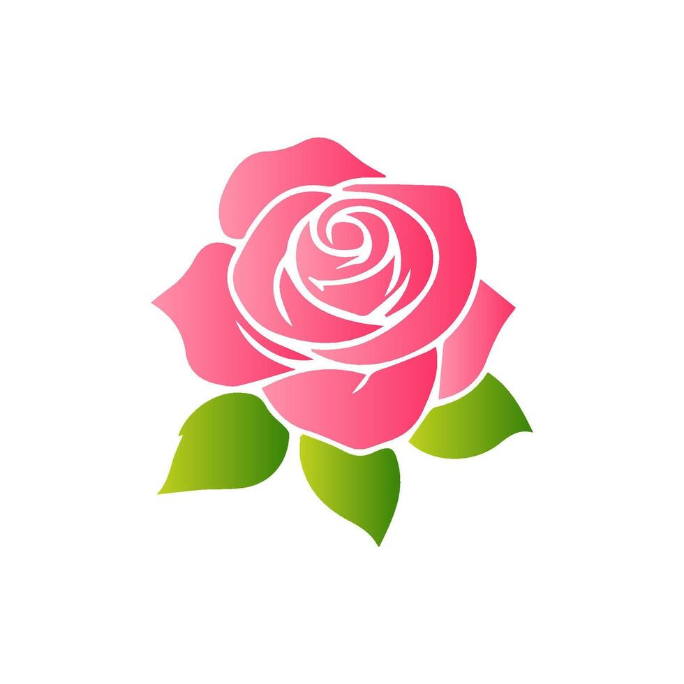 Pink rose flowers, floral decorated with gorgeous multicolored blooming flowers and leaves border. Spring botanical flat illustration on white background vector