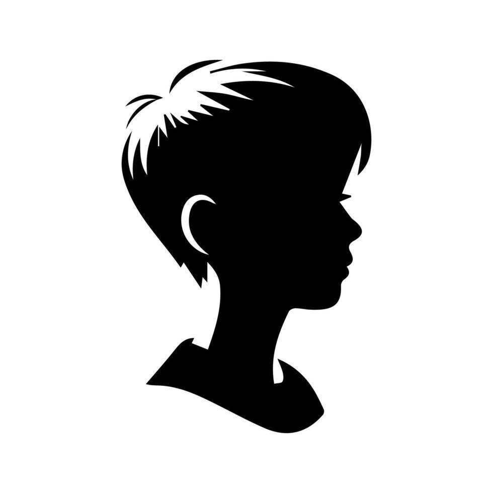 Silhouette of a boy. The side of the child's head. vector