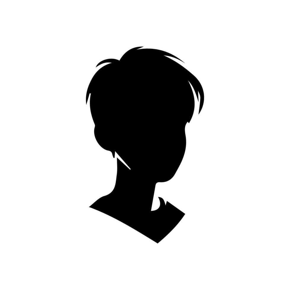 Silhouette of a boy. The side of the child's head. vector