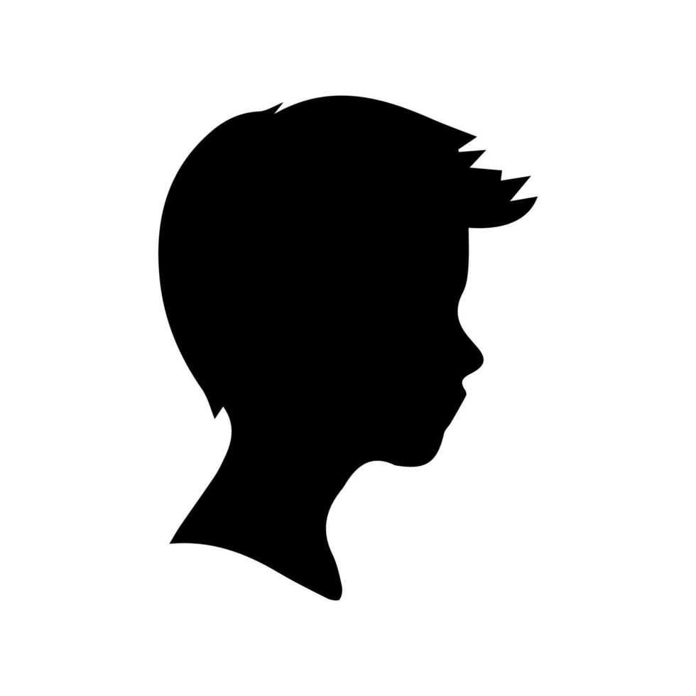 Silhouette of a boy. The side of the child's head. vector